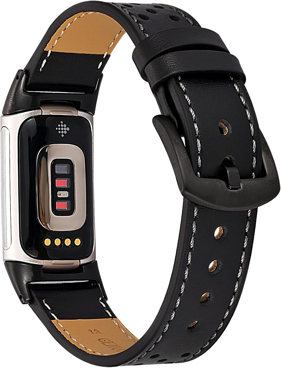 Leather Watch Bands Compatible for Fit Bit Charge 5,Luxury Premium Leather Replacement Wristband Straps Design for Charge 5