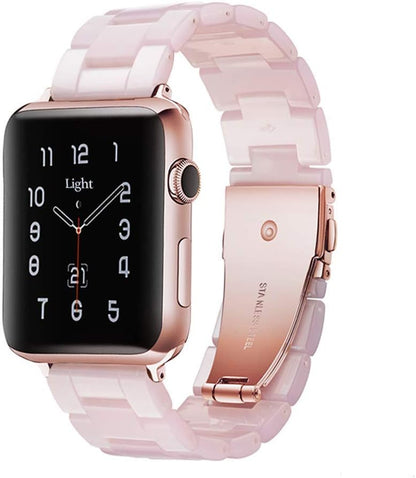 Light Apple Watch Band-Fashion Resin Iwatch Bands for Women Men Bracelet Compatible with Stainless Steel Buckle for Apple Watch Series 10 Series SE Series 9 Series 8 Series 7 6 5 4 3 2 1 Ultra 2 1, 38Mm/40Mm/41Mm/42Mm(Series 10), 49Mm/46Mm/45Mm/44Mm/42Mm(Series 3 2 1)