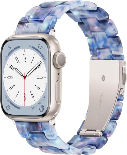 Light Apple Watch Band-Fashion Resin Iwatch Bands for Women Men Bracelet Compatible with Stainless Steel Buckle for Apple Watch Series 10 Series SE Series 9 Series 8 Series 7 6 5 4 3 2 1 Ultra 2 1, 38Mm/40Mm/41Mm/42Mm(Series 10), 49Mm/46Mm/45Mm/44Mm/42Mm(Series 3 2 1)