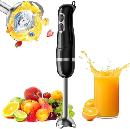 Boyun Daj Hand Blender, Immersion Blender with 2 Mixing Speed, Electric Handheld Mixer Portable Stick Mixer with Stainless Steel Blades for Soup, Smoothie, Puree, Baby Food-Black