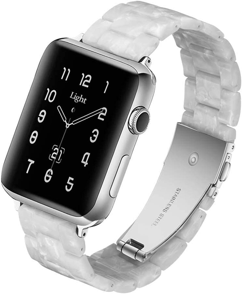 Light Apple Watch Band-Fashion Resin Iwatch Bands for Women Men Bracelet Compatible with Stainless Steel Buckle for Apple Watch Series 10 Series SE Series 9 Series 8 Series 7 6 5 4 3 2 1 Ultra 2 1, 38Mm/40Mm/41Mm/42Mm(Series 10), 49Mm/46Mm/45Mm/44Mm/42Mm(Series 3 2 1)