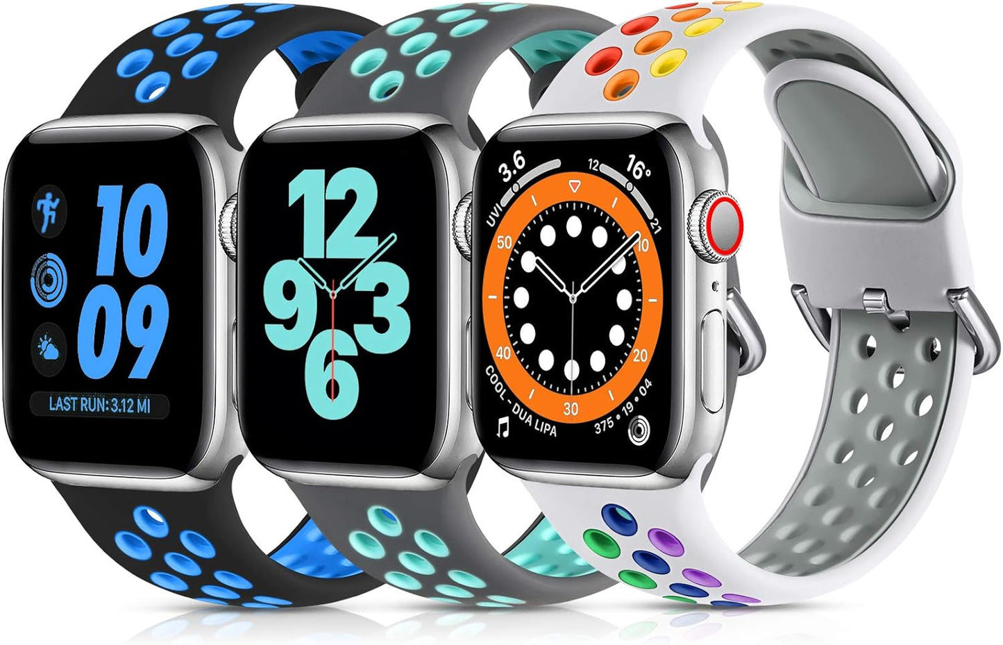 Lerobo 3 Pack Bands Compatible with Apple Watch 44Mm 42Mm 45Mm 46Mm 49Mm 41Mm 40Mm 38Mm,Soft Silicone Breathable Replacement Strap Sport Band Se/Ultra Iwatch Series 10 9 8 7 6 5 4 2 1 Women Men