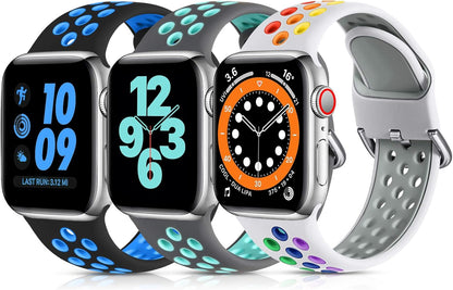 Lerobo 3 Pack Bands Compatible with Apple Watch 44Mm 42Mm 45Mm 46Mm 49Mm 41Mm 40Mm 38Mm,Soft Silicone Breathable Replacement Strap Sport Band Se/Ultra Iwatch Series 10 9 8 7 6 5 4 2 1 Women Men