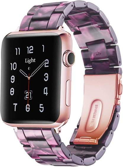 Light Apple Watch Band-Fashion Resin Iwatch Bands for Women Men Bracelet Compatible with Stainless Steel Buckle for Apple Watch Series 10 Series SE Series 9 Series 8 Series 7 6 5 4 3 2 1 Ultra 2 1, 38Mm/40Mm/41Mm/42Mm(Series 10), 49Mm/46Mm/45Mm/44Mm/42Mm(Series 3 2 1)