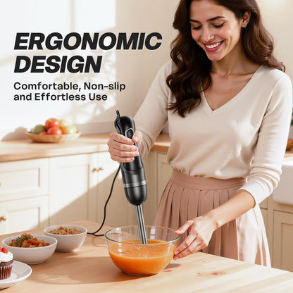 Boyun Daj Hand Blender, Immersion Blender with 2 Mixing Speed, Electric Handheld Mixer Portable Stick Mixer with Stainless Steel Blades for Soup, Smoothie, Puree, Baby Food-Black