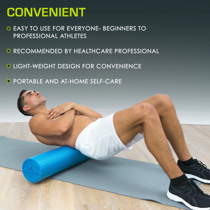 Flex Foam Rollers, Full and Half, 36"L or 12"L for Muscle Therapy (MFR), Core Stabilization and Balance Exercises