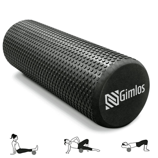 18" Foam Roller for Exercise - Medium Density, Deep Tissue Massage and Muscle Recovery (Black)