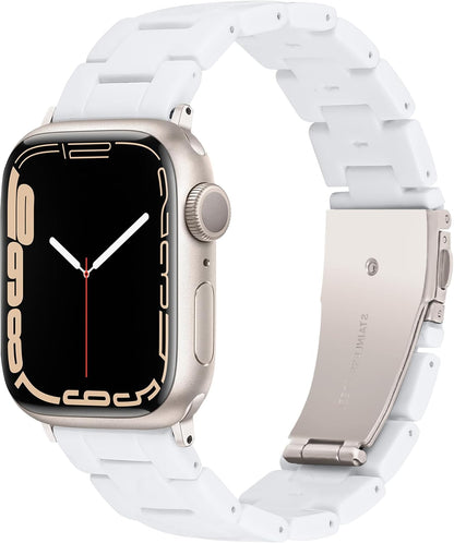 Light Apple Watch Band-Fashion Resin Iwatch Bands for Women Men Bracelet Compatible with Stainless Steel Buckle for Apple Watch Series 10 Series SE Series 9 Series 8 Series 7 6 5 4 3 2 1 Ultra 2 1, 38Mm/40Mm/41Mm/42Mm(Series 10), 49Mm/46Mm/45Mm/44Mm/42Mm(Series 3 2 1)