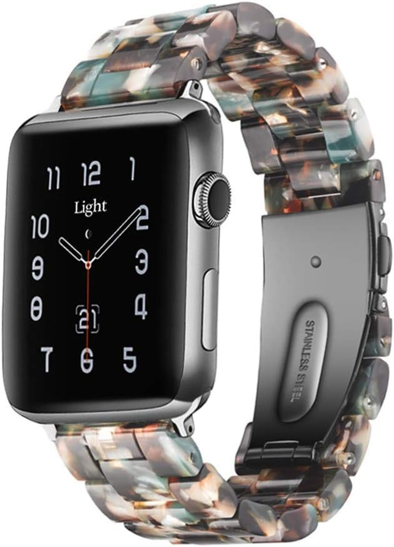 Light Apple Watch Band-Fashion Resin Iwatch Bands for Women Men Bracelet Compatible with Stainless Steel Buckle for Apple Watch Series 10 Series SE Series 9 Series 8 Series 7 6 5 4 3 2 1 Ultra 2 1, 38Mm/40Mm/41Mm/42Mm(Series 10), 49Mm/46Mm/45Mm/44Mm/42Mm(Series 3 2 1)