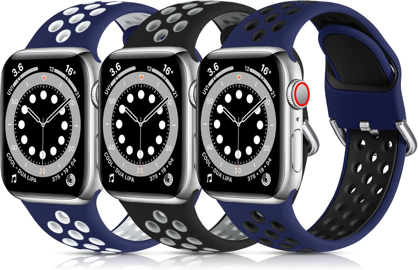 Lerobo 3 Pack Bands Compatible with Apple Watch 44Mm 42Mm 45Mm 46Mm 49Mm 41Mm 40Mm 38Mm,Soft Silicone Breathable Replacement Strap Sport Band Se/Ultra Iwatch Series 10 9 8 7 6 5 4 2 1 Women Men