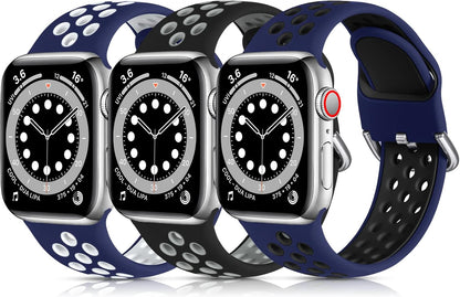 Lerobo 3 Pack Bands Compatible with Apple Watch 44Mm 42Mm 45Mm 46Mm 49Mm 41Mm 40Mm 38Mm,Soft Silicone Breathable Replacement Strap Sport Band Se/Ultra Iwatch Series 10 9 8 7 6 5 4 2 1 Women Men