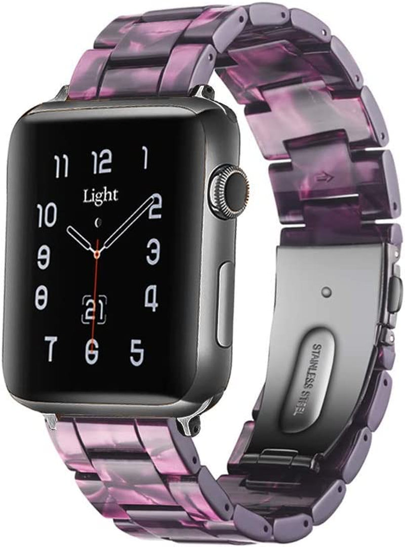 Light Apple Watch Band-Fashion Resin Iwatch Bands for Women Men Bracelet Compatible with Stainless Steel Buckle for Apple Watch Series 10 Series SE Series 9 Series 8 Series 7 6 5 4 3 2 1 Ultra 2 1, 38Mm/40Mm/41Mm/42Mm(Series 10), 49Mm/46Mm/45Mm/44Mm/42Mm(Series 3 2 1)
