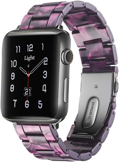 Light Apple Watch Band-Fashion Resin Iwatch Bands for Women Men Bracelet Compatible with Stainless Steel Buckle for Apple Watch Series 10 Series SE Series 9 Series 8 Series 7 6 5 4 3 2 1 Ultra 2 1, 38Mm/40Mm/41Mm/42Mm(Series 10), 49Mm/46Mm/45Mm/44Mm/42Mm(Series 3 2 1)