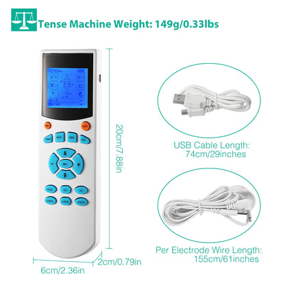 1Pc Tens Unit Machine Impulse Massager 10 Modes Pain Relief Body Massager Machine Muscle Stimulator with 4 Outputs and 8 Electrode Pads for Relief Relaxing Fitness