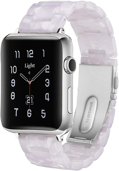 Light Apple Watch Band-Fashion Resin Iwatch Bands for Women Men Bracelet Compatible with Stainless Steel Buckle for Apple Watch Series 10 Series SE Series 9 Series 8 Series 7 6 5 4 3 2 1 Ultra 2 1, 38Mm/40Mm/41Mm/42Mm(Series 10), 49Mm/46Mm/45Mm/44Mm/42Mm(Series 3 2 1)