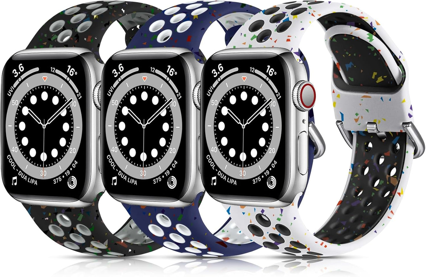 Lerobo 3 Pack Bands Compatible with Apple Watch 44Mm 42Mm 45Mm 46Mm 49Mm 41Mm 40Mm 38Mm,Soft Silicone Breathable Replacement Strap Sport Band Se/Ultra Iwatch Series 10 9 8 7 6 5 4 2 1 Women Men