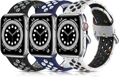 Lerobo 3 Pack Bands Compatible with Apple Watch 44Mm 42Mm 45Mm 46Mm 49Mm 41Mm 40Mm 38Mm,Soft Silicone Breathable Replacement Strap Sport Band Se/Ultra Iwatch Series 10 9 8 7 6 5 4 2 1 Women Men