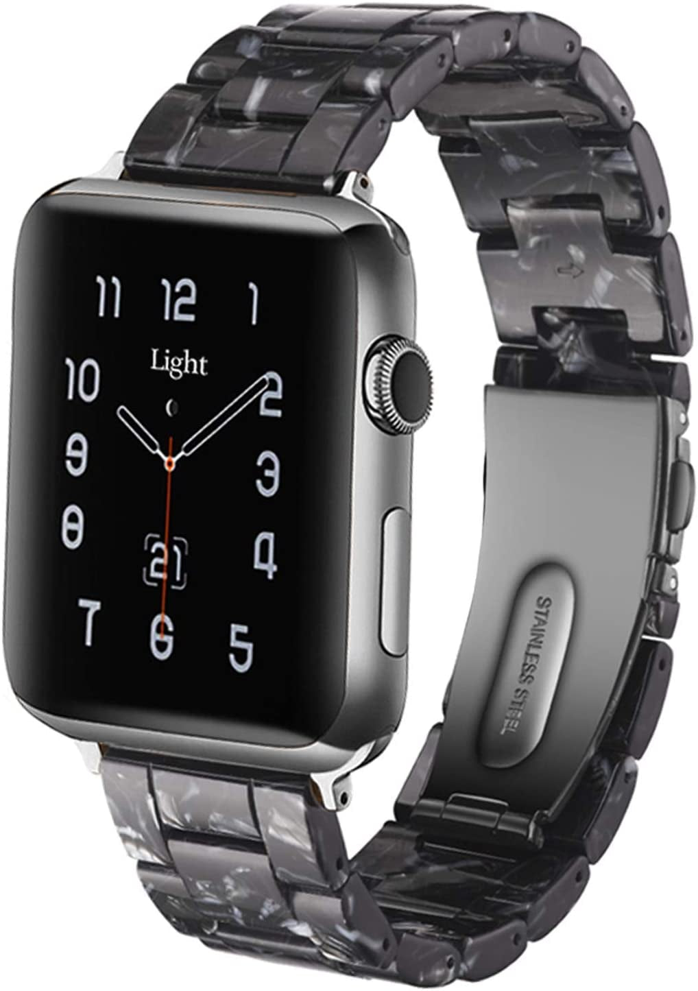 Light Apple Watch Band-Fashion Resin Iwatch Bands for Women Men Bracelet Compatible with Stainless Steel Buckle for Apple Watch Series 10 Series SE Series 9 Series 8 Series 7 6 5 4 3 2 1 Ultra 2 1, 38Mm/40Mm/41Mm/42Mm(Series 10), 49Mm/46Mm/45Mm/44Mm/42Mm(Series 3 2 1)