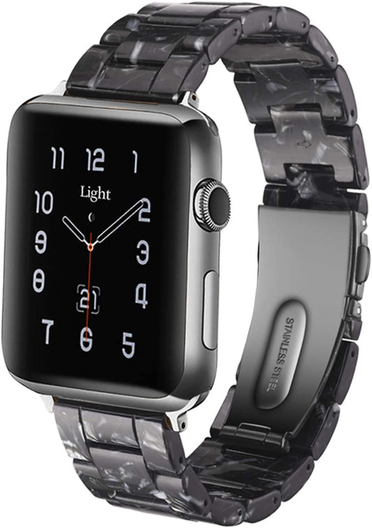 Light Apple Watch Band-Fashion Resin Iwatch Bands for Women Men Bracelet Compatible with Stainless Steel Buckle for Apple Watch Series 10 Series SE Series 9 Series 8 Series 7 6 5 4 3 2 1 Ultra 2 1, 38Mm/40Mm/41Mm/42Mm(Series 10), 49Mm/46Mm/45Mm/44Mm/42Mm(Series 3 2 1)