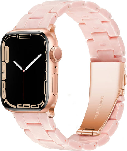 Light Apple Watch Band-Fashion Resin Iwatch Bands for Women Men Bracelet Compatible with Stainless Steel Buckle for Apple Watch Series 10 Series SE Series 9 Series 8 Series 7 6 5 4 3 2 1 Ultra 2 1, 38Mm/40Mm/41Mm/42Mm(Series 10), 49Mm/46Mm/45Mm/44Mm/42Mm(Series 3 2 1)