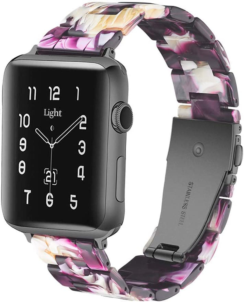 Light Apple Watch Band-Fashion Resin Iwatch Bands for Women Men Bracelet Compatible with Stainless Steel Buckle for Apple Watch Series 10 Series SE Series 9 Series 8 Series 7 6 5 4 3 2 1 Ultra 2 1, 38Mm/40Mm/41Mm/42Mm(Series 10), 49Mm/46Mm/45Mm/44Mm/42Mm(Series 3 2 1)