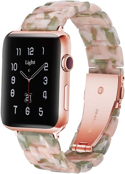 Light Apple Watch Band-Fashion Resin Iwatch Bands for Women Men Bracelet Compatible with Stainless Steel Buckle for Apple Watch Series 10 Series SE Series 9 Series 8 Series 7 6 5 4 3 2 1 Ultra 2 1, 38Mm/40Mm/41Mm/42Mm(Series 10), 49Mm/46Mm/45Mm/44Mm/42Mm(Series 3 2 1)