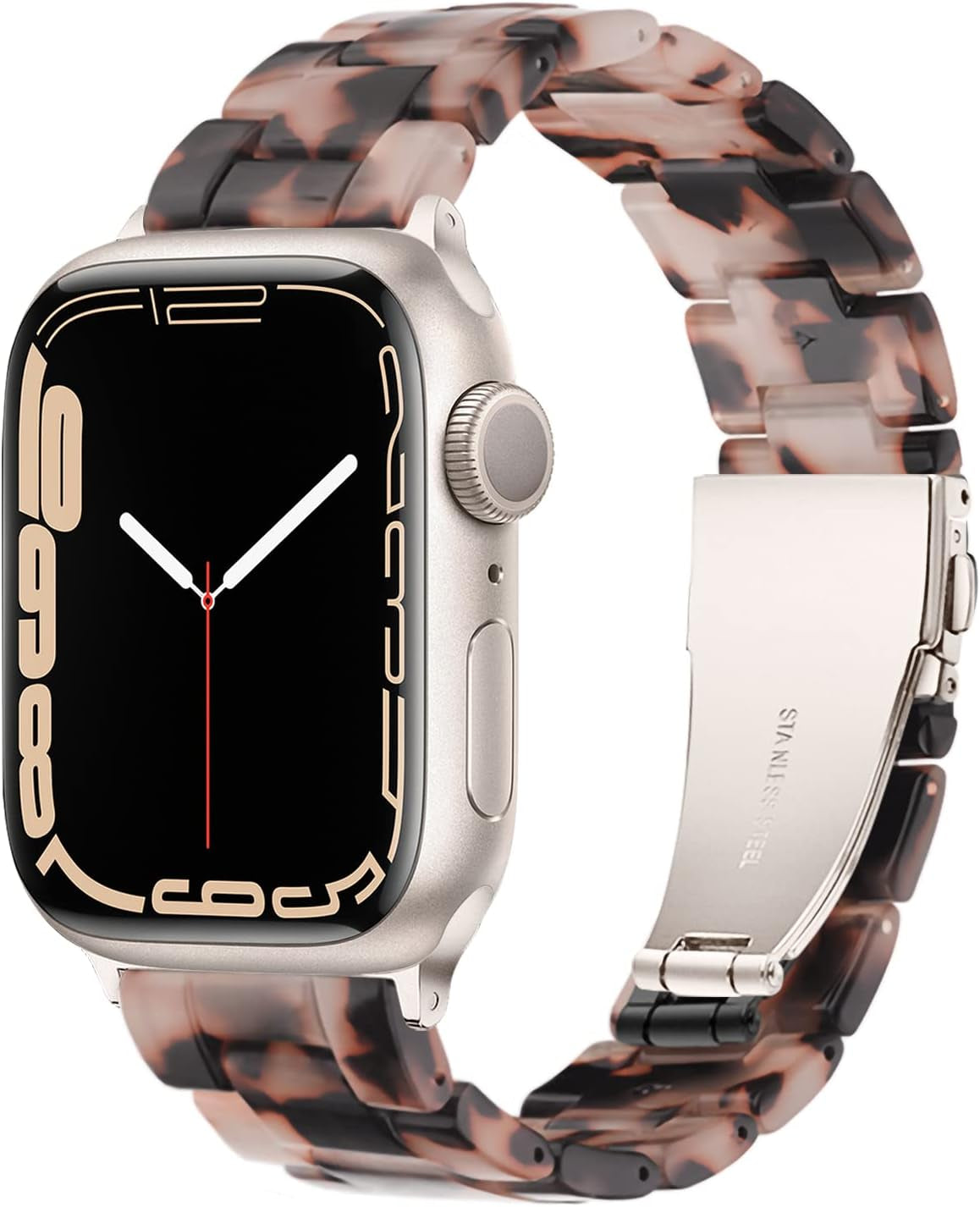 Light Apple Watch Band-Fashion Resin Iwatch Bands for Women Men Bracelet Compatible with Stainless Steel Buckle for Apple Watch Series 10 Series SE Series 9 Series 8 Series 7 6 5 4 3 2 1 Ultra 2 1, 38Mm/40Mm/41Mm/42Mm(Series 10), 49Mm/46Mm/45Mm/44Mm/42Mm(Series 3 2 1)