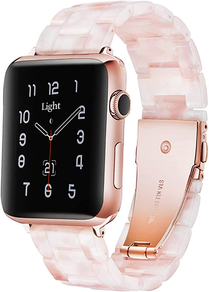 Light Apple Watch Band-Fashion Resin Iwatch Bands for Women Men Bracelet Compatible with Stainless Steel Buckle for Apple Watch Series 10 Series SE Series 9 Series 8 Series 7 6 5 4 3 2 1 Ultra 2 1, 38Mm/40Mm/41Mm/42Mm(Series 10), 49Mm/46Mm/45Mm/44Mm/42Mm(Series 3 2 1)