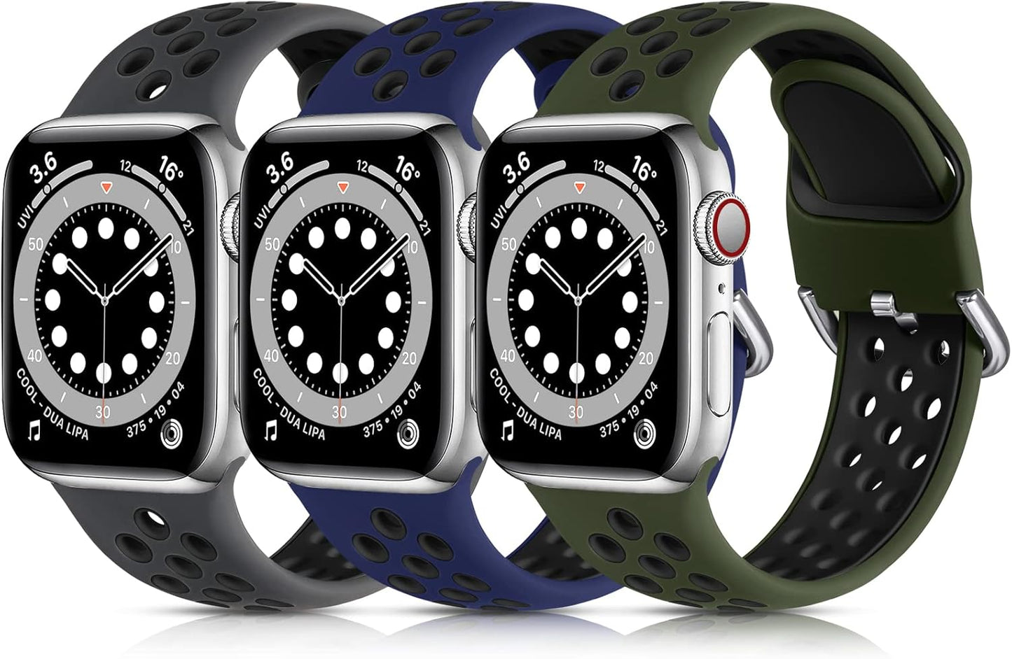 Lerobo 3 Pack Bands Compatible with Apple Watch 44Mm 42Mm 45Mm 46Mm 49Mm 41Mm 40Mm 38Mm,Soft Silicone Breathable Replacement Strap Sport Band Se/Ultra Iwatch Series 10 9 8 7 6 5 4 2 1 Women Men
