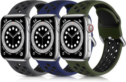 Lerobo 3 Pack Bands Compatible with Apple Watch 44Mm 42Mm 45Mm 46Mm 49Mm 41Mm 40Mm 38Mm,Soft Silicone Breathable Replacement Strap Sport Band Se/Ultra Iwatch Series 10 9 8 7 6 5 4 2 1 Women Men