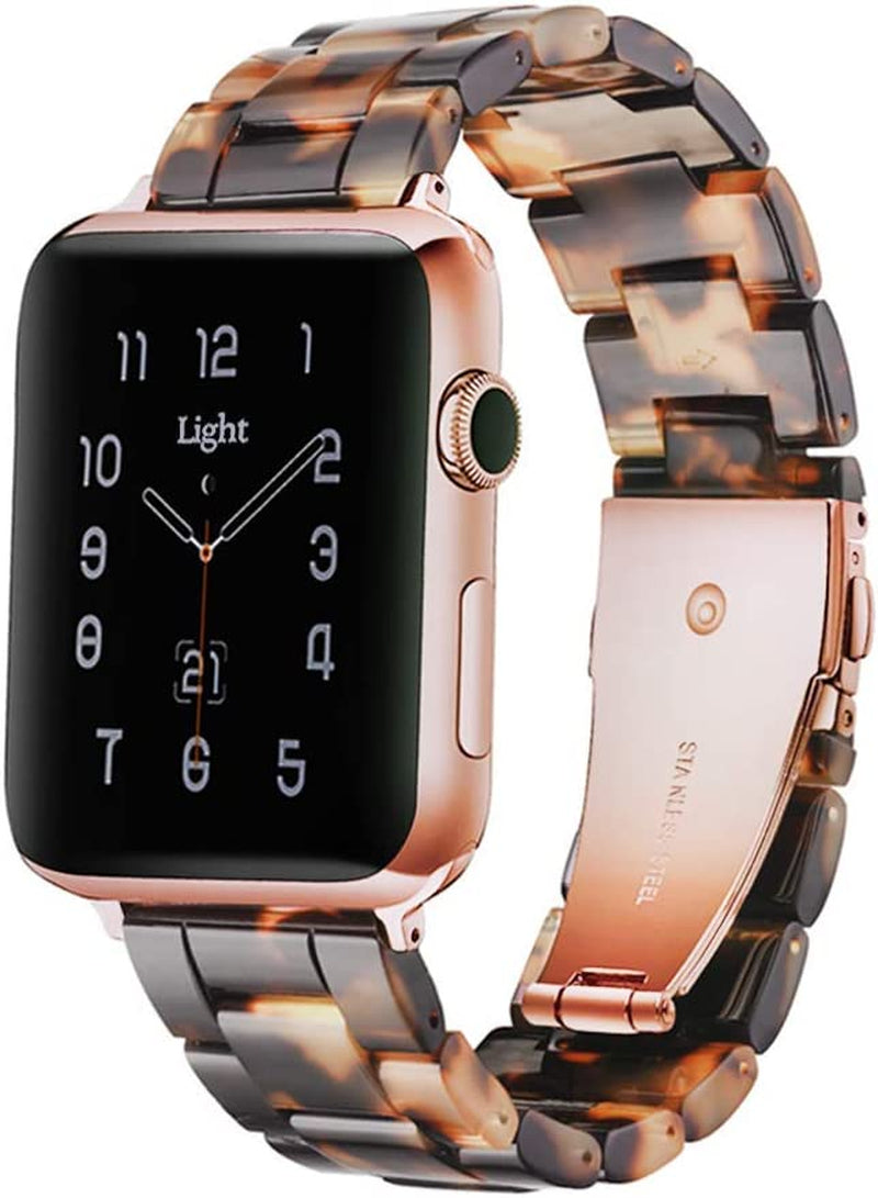 Light Apple Watch Band-Fashion Resin Iwatch Bands for Women Men Bracelet Compatible with Stainless Steel Buckle for Apple Watch Series 10 Series SE Series 9 Series 8 Series 7 6 5 4 3 2 1 Ultra 2 1, 38Mm/40Mm/41Mm/42Mm(Series 10), 49Mm/46Mm/45Mm/44Mm/42Mm(Series 3 2 1)