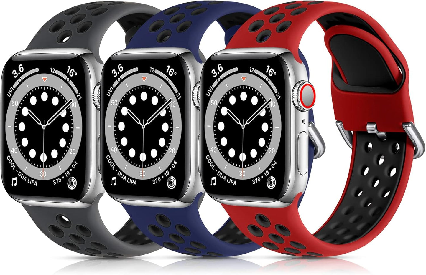 Lerobo 3 Pack Bands Compatible with Apple Watch 44Mm 42Mm 45Mm 46Mm 49Mm 41Mm 40Mm 38Mm,Soft Silicone Breathable Replacement Strap Sport Band Se/Ultra Iwatch Series 10 9 8 7 6 5 4 2 1 Women Men