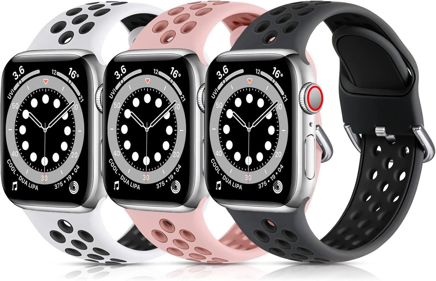 Lerobo 3 Pack Bands Compatible with Apple Watch 44Mm 42Mm 45Mm 46Mm 49Mm 41Mm 40Mm 38Mm,Soft Silicone Breathable Replacement Strap Sport Band Se/Ultra Iwatch Series 10 9 8 7 6 5 4 2 1 Women Men