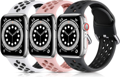 Lerobo 3 Pack Bands Compatible with Apple Watch 44Mm 42Mm 45Mm 46Mm 49Mm 41Mm 40Mm 38Mm,Soft Silicone Breathable Replacement Strap Sport Band Se/Ultra Iwatch Series 10 9 8 7 6 5 4 2 1 Women Men