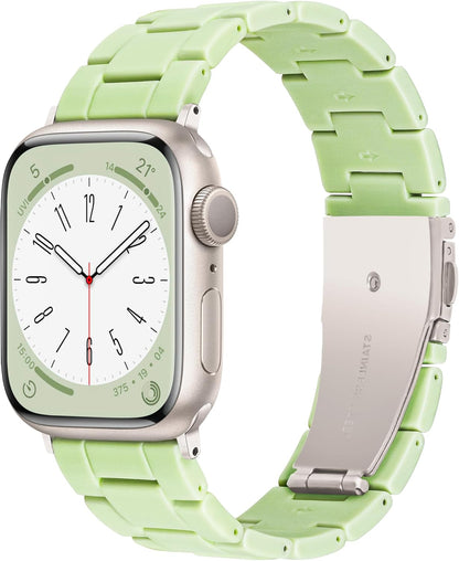 Light Apple Watch Band-Fashion Resin Iwatch Bands for Women Men Bracelet Compatible with Stainless Steel Buckle for Apple Watch Series 10 Series SE Series 9 Series 8 Series 7 6 5 4 3 2 1 Ultra 2 1, 38Mm/40Mm/41Mm/42Mm(Series 10), 49Mm/46Mm/45Mm/44Mm/42Mm(Series 3 2 1)