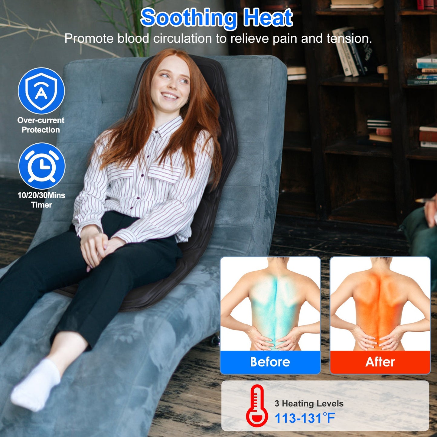 Ultimate Full Body Massage Chair Pad with Heat - Multifunctional Back Massager for Home, Office & Car Use