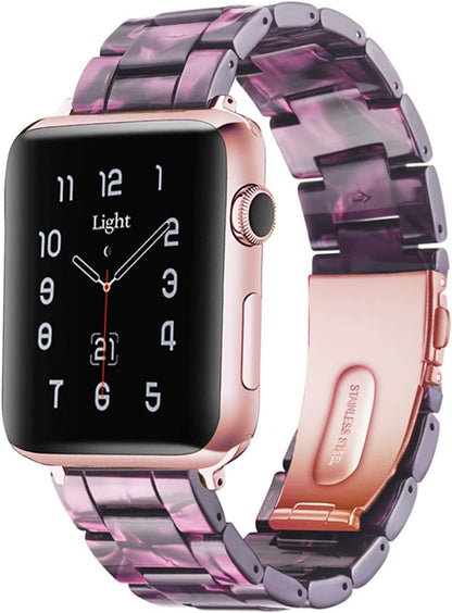 Light Apple Watch Band-Fashion Resin Iwatch Bands for Women Men Bracelet Compatible with Stainless Steel Buckle for Apple Watch Series 10 Series SE Series 9 Series 8 Series 7 6 5 4 3 2 1 Ultra 2 1, 38Mm/40Mm/41Mm/42Mm(Series 10), 49Mm/46Mm/45Mm/44Mm/42Mm(Series 3 2 1)