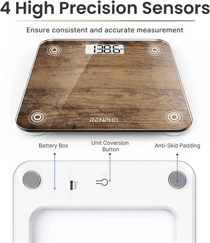 Highly Accurate Digital Body Weight Scale, 400 Lb, Wooden