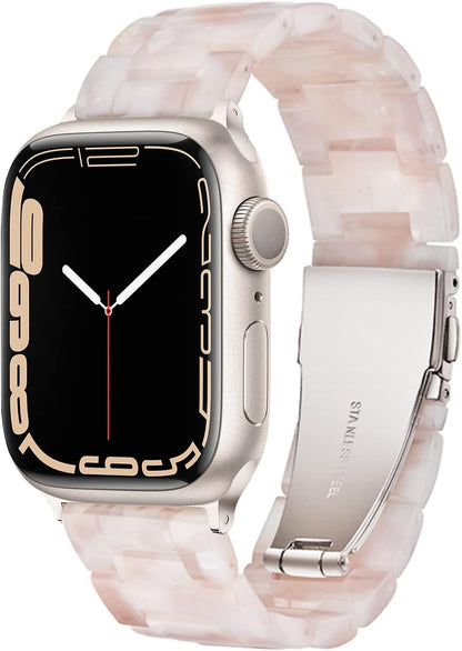 Light Apple Watch Band-Fashion Resin Iwatch Bands for Women Men Bracelet Compatible with Stainless Steel Buckle for Apple Watch Series 10 Series SE Series 9 Series 8 Series 7 6 5 4 3 2 1 Ultra 2 1, 38Mm/40Mm/41Mm/42Mm(Series 10), 49Mm/46Mm/45Mm/44Mm/42Mm(Series 3 2 1)
