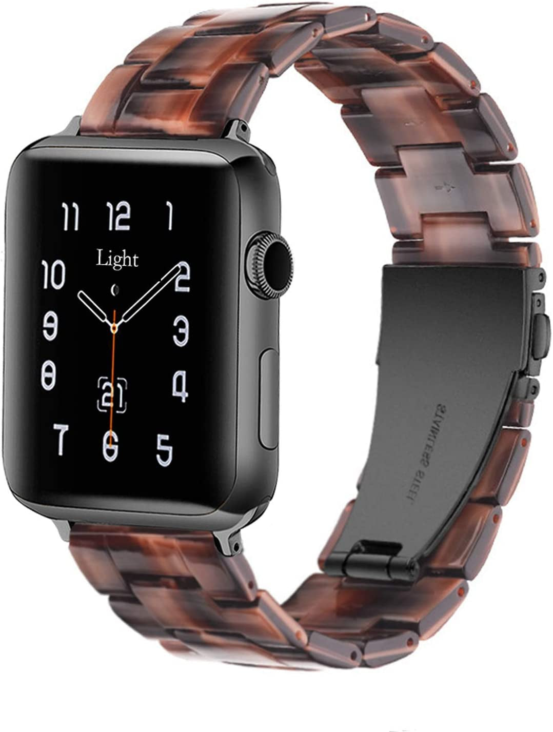 Light Apple Watch Band-Fashion Resin Iwatch Bands for Women Men Bracelet Compatible with Stainless Steel Buckle for Apple Watch Series 10 Series SE Series 9 Series 8 Series 7 6 5 4 3 2 1 Ultra 2 1, 38Mm/40Mm/41Mm/42Mm(Series 10), 49Mm/46Mm/45Mm/44Mm/42Mm(Series 3 2 1)