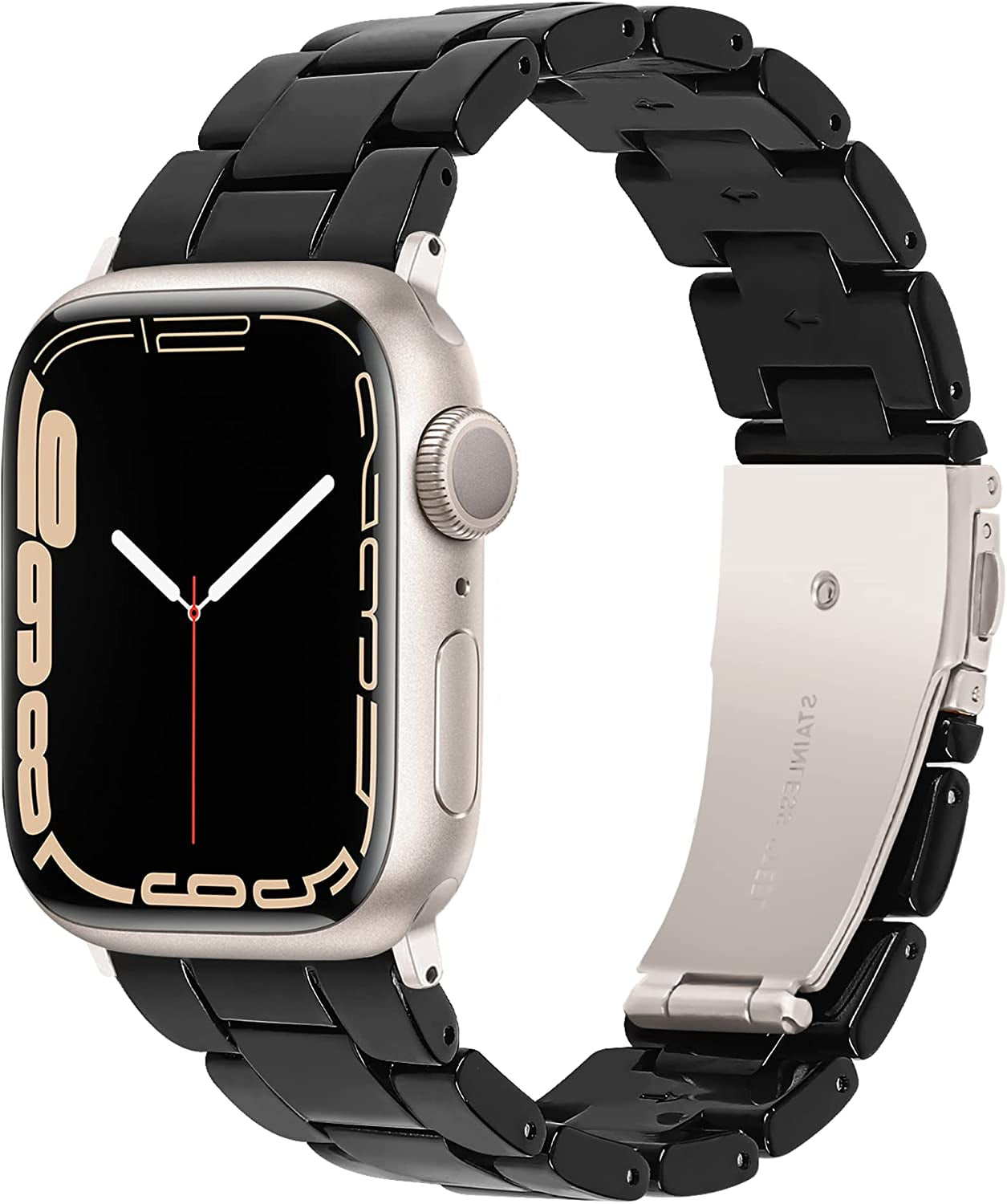 Light Apple Watch Band-Fashion Resin Iwatch Bands for Women Men Bracelet Compatible with Stainless Steel Buckle for Apple Watch Series 10 Series SE Series 9 Series 8 Series 7 6 5 4 3 2 1 Ultra 2 1, 38Mm/40Mm/41Mm/42Mm(Series 10), 49Mm/46Mm/45Mm/44Mm/42Mm(Series 3 2 1)