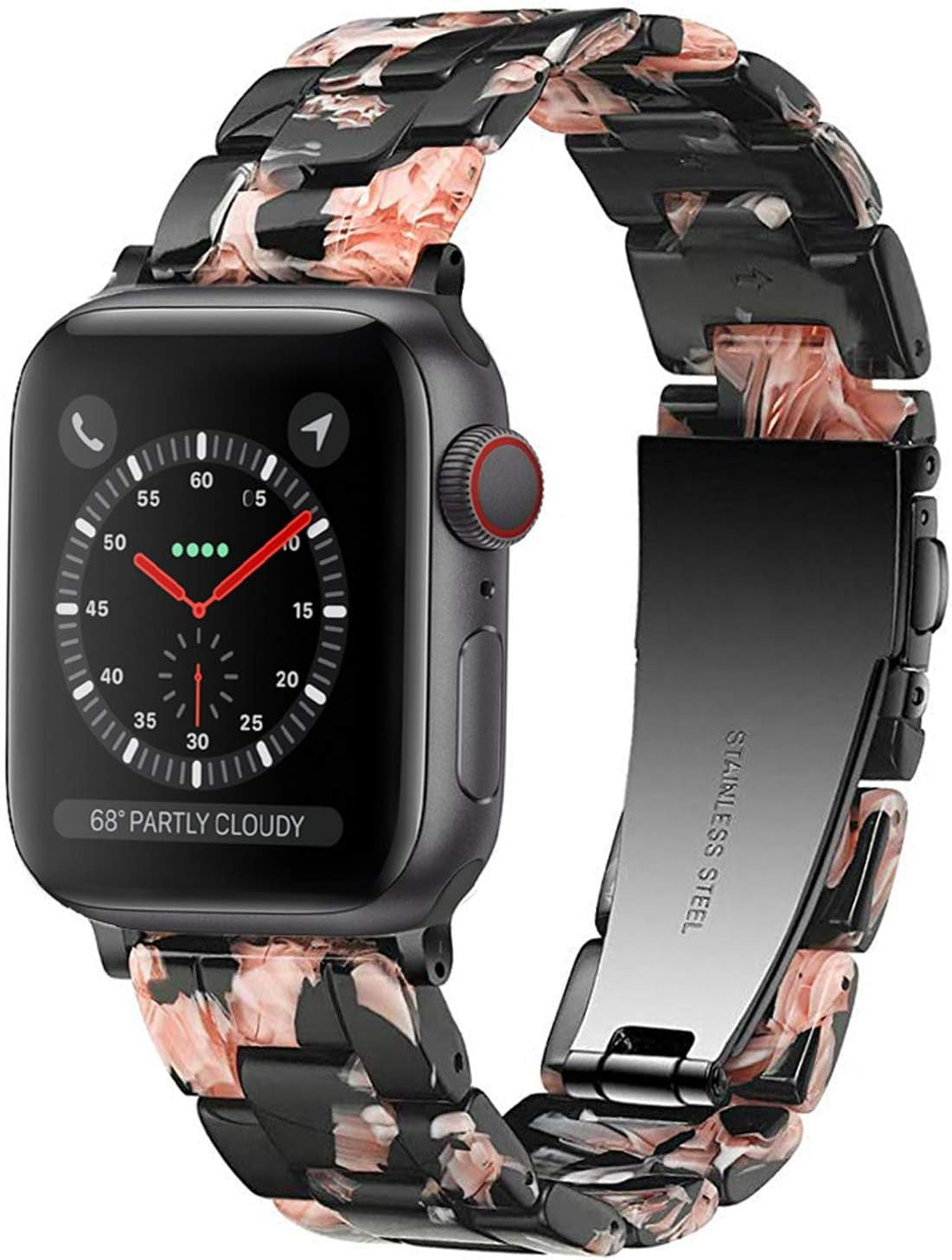 Light Apple Watch Band-Fashion Resin Iwatch Bands for Women Men Bracelet Compatible with Stainless Steel Buckle for Apple Watch Series 10 Series SE Series 9 Series 8 Series 7 6 5 4 3 2 1 Ultra 2 1, 38Mm/40Mm/41Mm/42Mm(Series 10), 49Mm/46Mm/45Mm/44Mm/42Mm(Series 3 2 1)