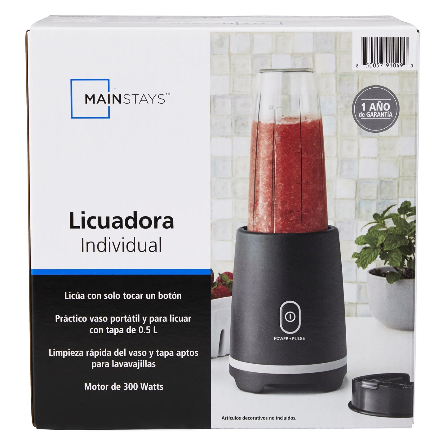 Mainstays Black Single-Serve Blender with 1 Travel Lid, 16 Oz, New