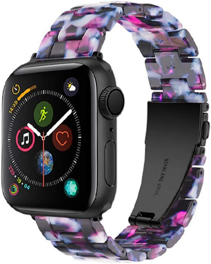 Light Apple Watch Band-Fashion Resin Iwatch Bands for Women Men Bracelet Compatible with Stainless Steel Buckle for Apple Watch Series 10 Series SE Series 9 Series 8 Series 7 6 5 4 3 2 1 Ultra 2 1, 38Mm/40Mm/41Mm/42Mm(Series 10), 49Mm/46Mm/45Mm/44Mm/42Mm(Series 3 2 1)